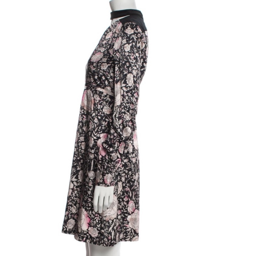 Jill Stuart Camilla Floral Print Mini Dress Velvet Trim and Cut Out Mock Neck  2 - Picture 7 of 10